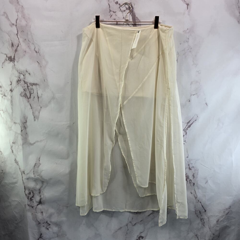 By Anthropologie Shirt Womens Large Cream Sheer Overlay Tube Sleeveless Flowy